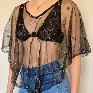 Sheer Embroidered Overlay top